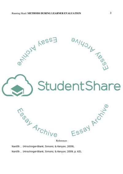Methods During Learner Evaluation