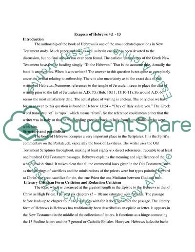 The Authorship of the Book of Hebrews