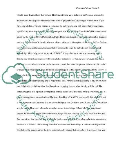 Proposition Knowledge and JTN Theory of Propositional Knowledge Essay ...