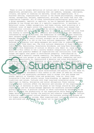 Organizational Culture and How It Affects the Decision and Outcomes of the Organization