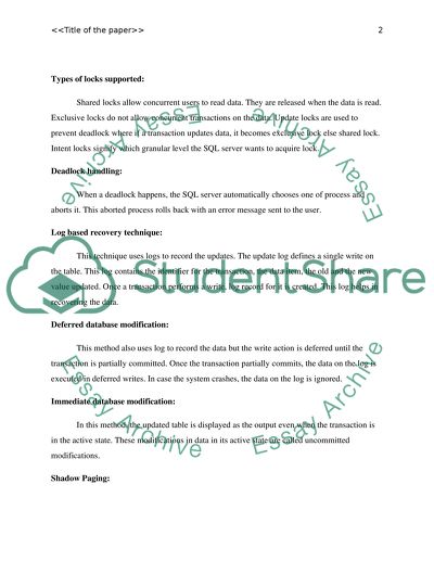 Information on DBMS of Microsoft SQL