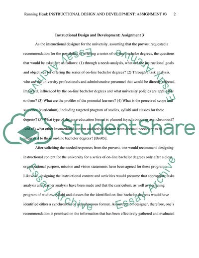 Course: Instructional Design and Development. Assignment#3