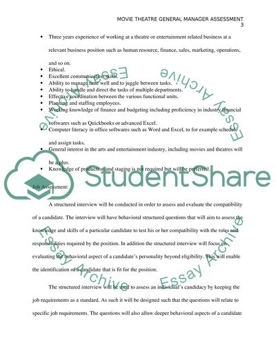 Interview Process for Movie Theater General Manager