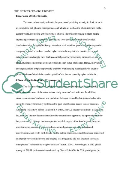 The Effects of Mobile Devices on Cybersecurity