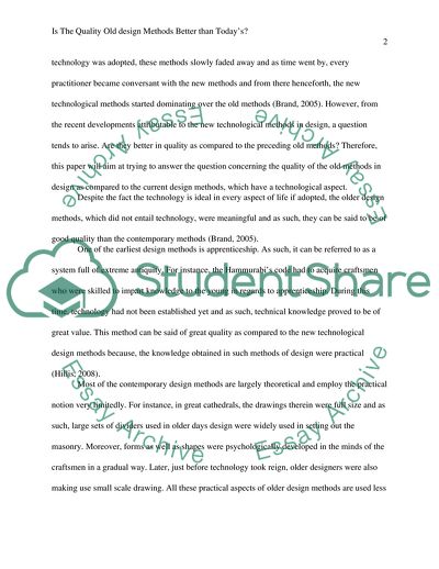 Is the Quality Old Design Methods Better Than Todays