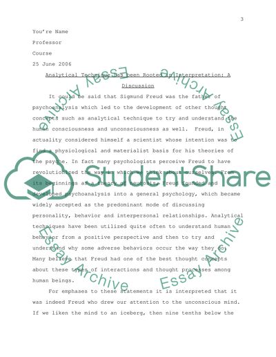 Analytical Techniques in Interpretation