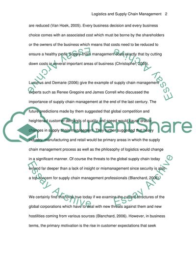 Logistics and Supply Chain Management