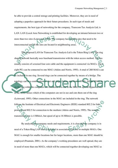 Computer Network Management in Transcom Tax Analysis Ltd