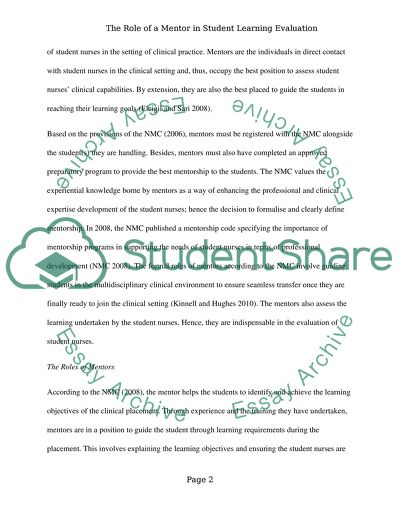 Role of the Mentor When Evaluting Student Learning