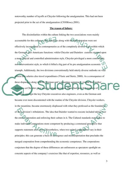 Failure of the Daimler Chrysler Amalgamation