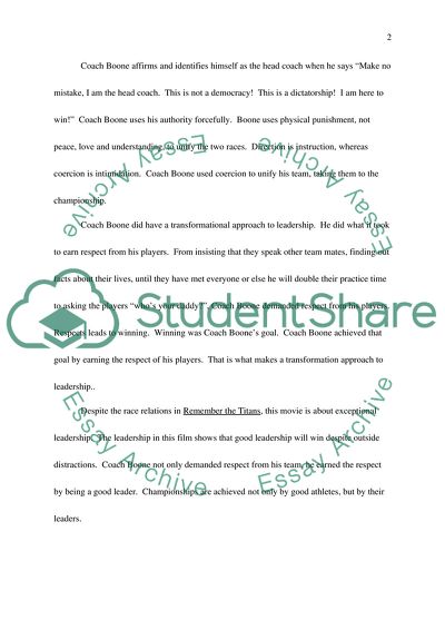 Leadership in Film - Remember the Titans