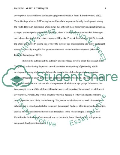 Family Study: Journal Article Critiques