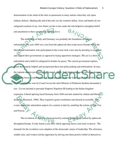 Pick one of three topics about Modern Europe history