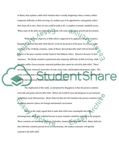 Is Debt Relief Possible to Poor Countries