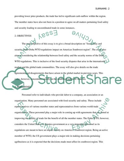 Food Safety and Security under Doha WTO Regulations Impact on Americas Southwest