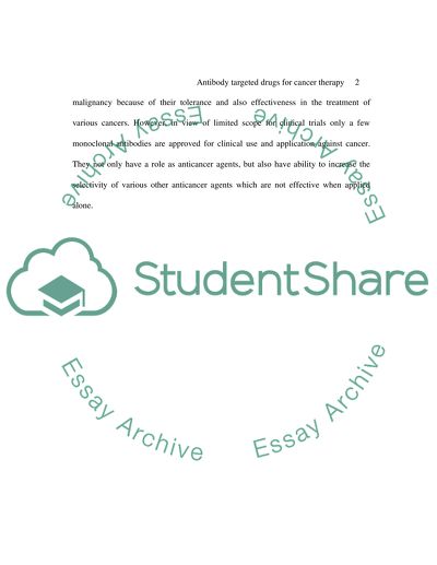 Antibody targeted drugs for cancer therapy