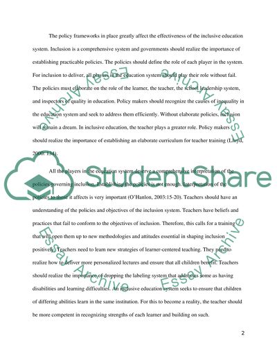 Inclusive Education in the UK