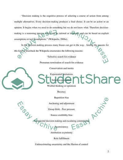 Perception and Decision Making