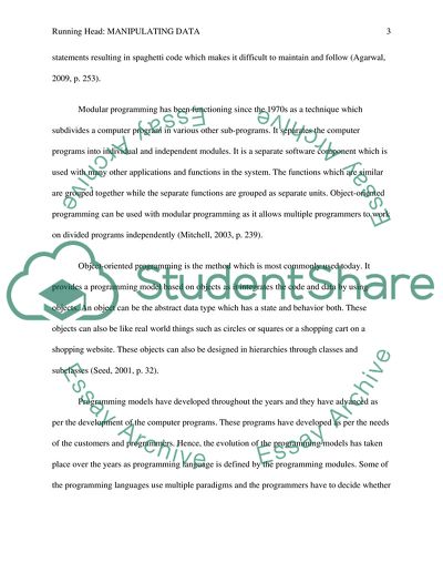 Manipulating Data and Structured Programming
