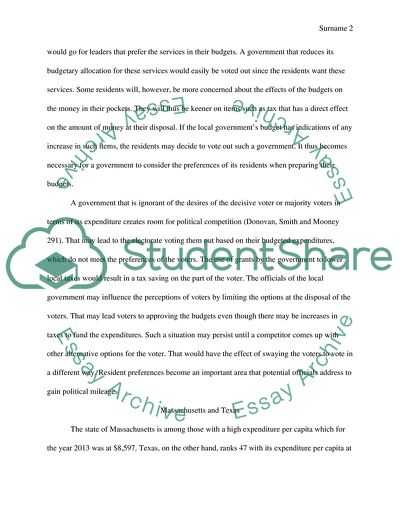 State, local budget // Massachusetts and Texas Voters