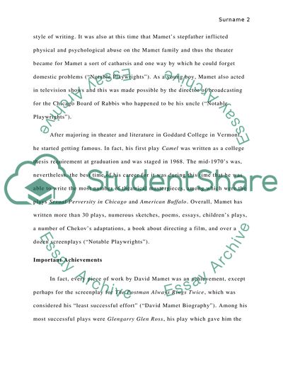 Life and Works of David Mamet