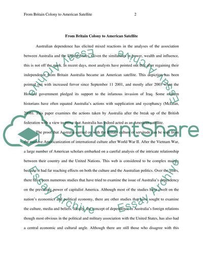 From Britain Colony to American Satellite