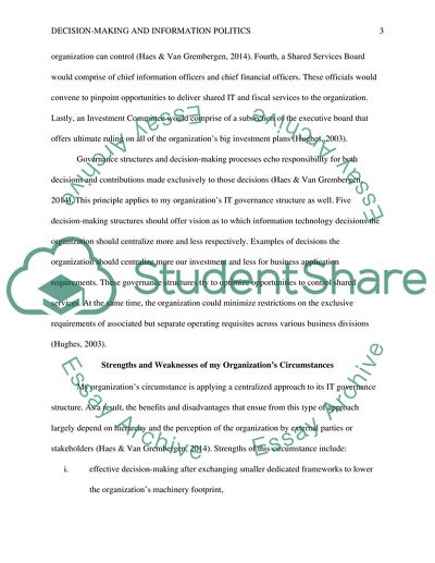 DECISION MAKING AND INFORMATION POLITICS