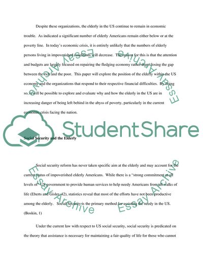 The Position of the Elderly Within the US Economy