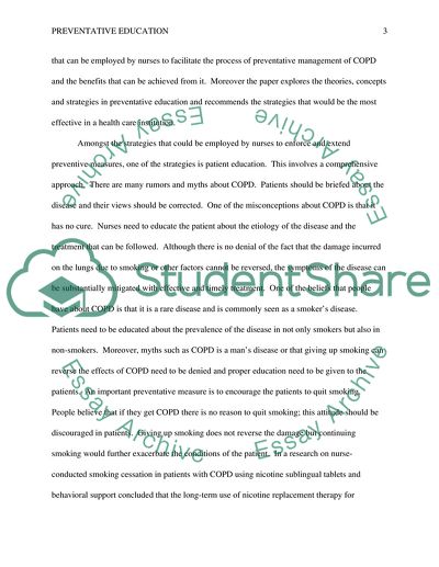 Moving toward Preventive Education - Chronic Obstructive Pulmonary Disease