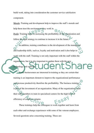 Successful Training Programs for the Staff