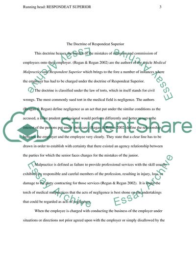 The Doctrine of Respondeat Superior