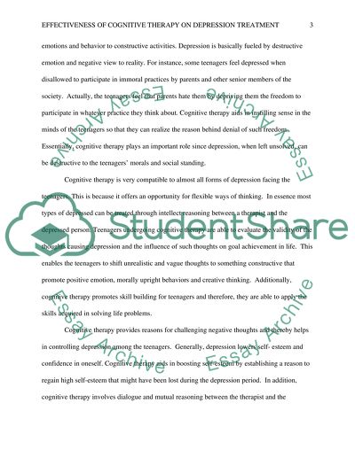Effectiveness of Cognitive Therapy on Depression Treatment