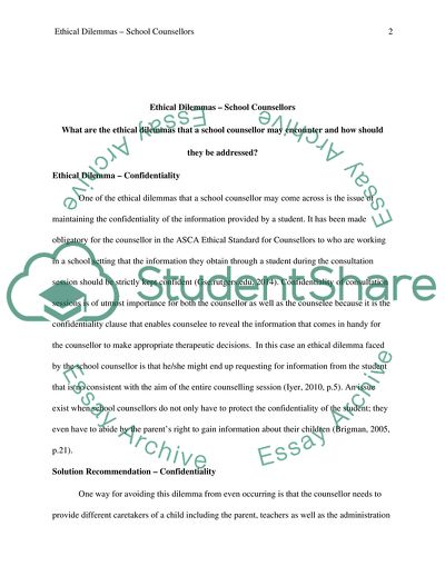 Ethical Dilemmas: School Counsellors