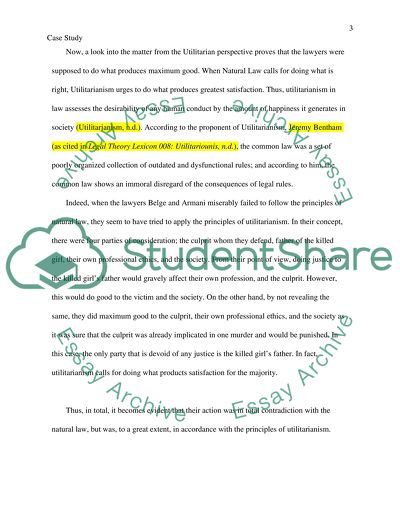 A lawyers dilemma using Natural Law and Utilitarianism moral theories