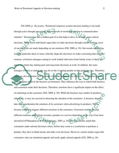 Roles of Emotional Appeals in Decision-making