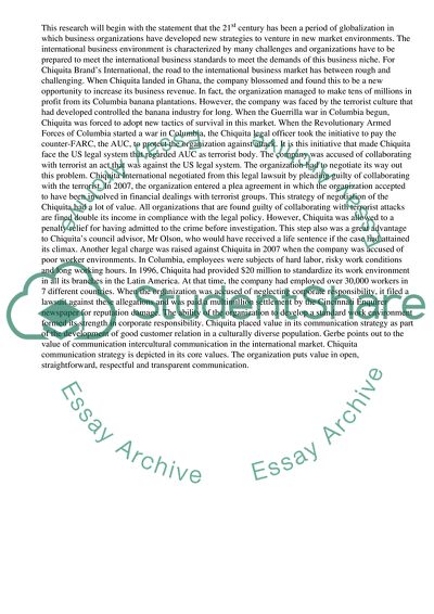 The Road to the Business of Chiquita Brands International