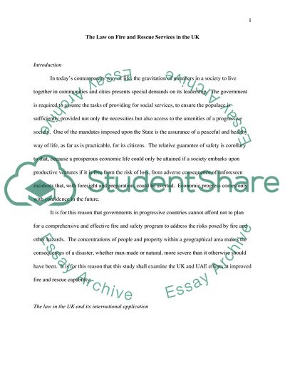 The Law on Fire and Rescue Services in the UK