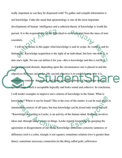 The Philospohy of Knowledge