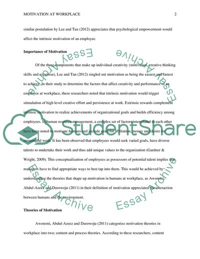 Motivation in the Workplace