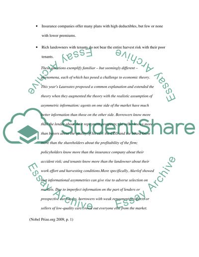 Market for Lemons by Akerlof