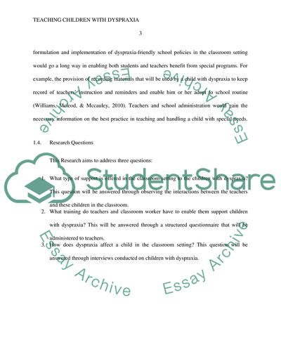 Teaching Children with Dyspraxia