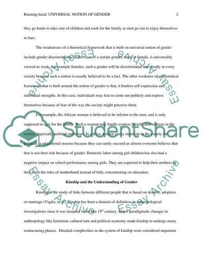 Strengths and Weaknesses of a Theoretical Framework Centered on Universal Notion of Gender