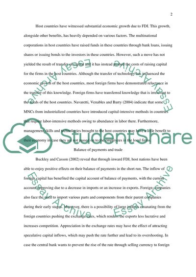 Impact of Inward FDI on Host Countries