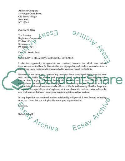 Business letter and outline for an informal report
