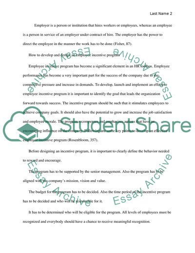 Incentives of the Employer and Employee