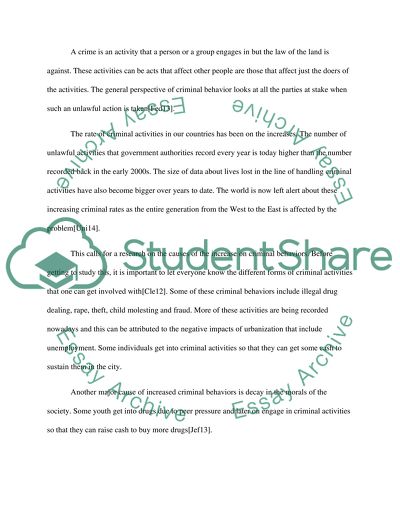 The Crime Rate in the United States: Criminal Behavior