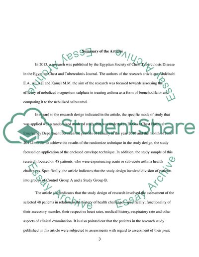 Article Reviews about Bronchial Asthma