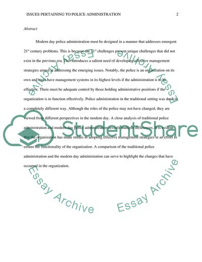 Issues Pertaining to Police Administration