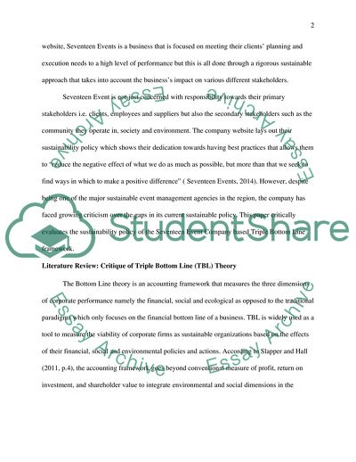 The Sustainability Policy of the Seventeen Event Company