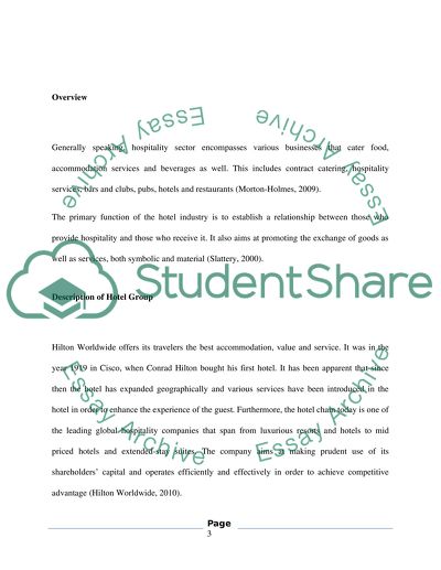 Report Topic:Assess the business structure of one hotel group
